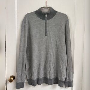 BROOKS BROTHERS Extra Fine 100% Merino Wool Gray 1/4 Zip Sweater NEW $228 Size L